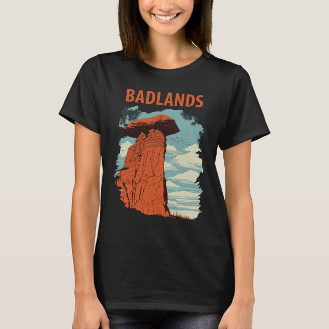Badlands National Park Röd Resa T Shirt (Framsida)
