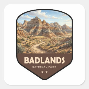 Badlands National Park-sköld Fyrkantigt Klistermärke
