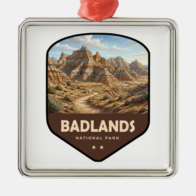 Badlands National Park-sköld Julgransprydnad Metall (Framsidan)