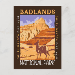 Badlands National Park South Dakota Distressed Vykort