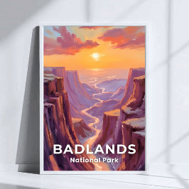 Badlands National Park South Dakota Målning Poster