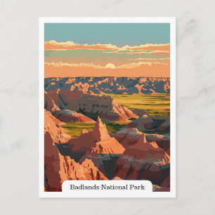 Badlands National Park South Dakota Resa Vintage Vykort