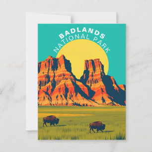 Badlands National Park South Dakota USA Vintage Vykort