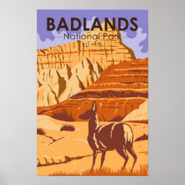 Badlands National Park South Dakota Vintage på sve Poster