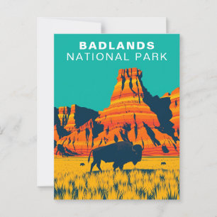 Badlands National Park USA South Dakota Buffalo Vykort