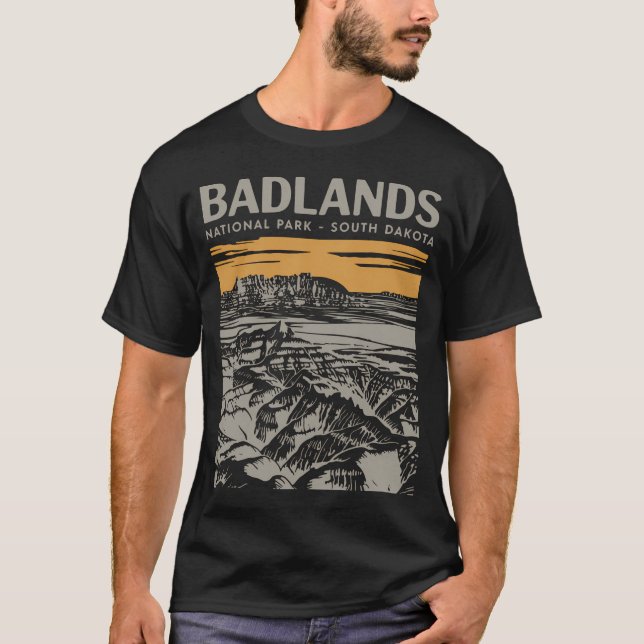 Badlands National Park Wilderness Vandring Camping T Shirt (Framsida)