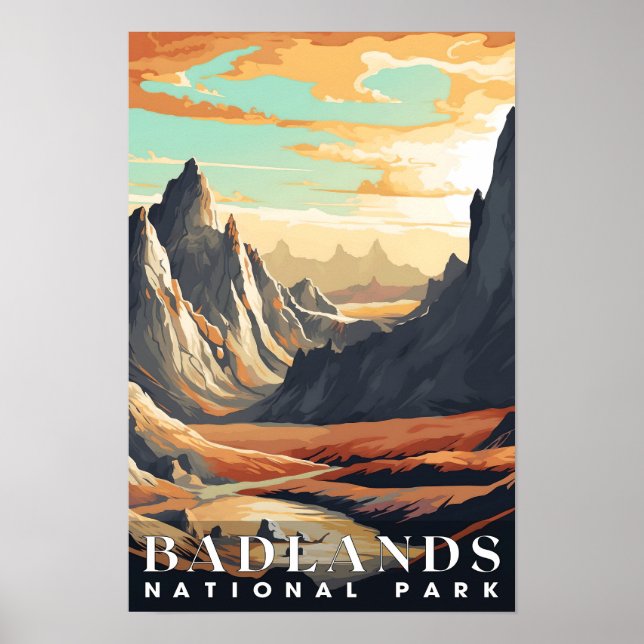 Badlands nationalpark Abstrakt Nature Landscape Poster (Framsidan)