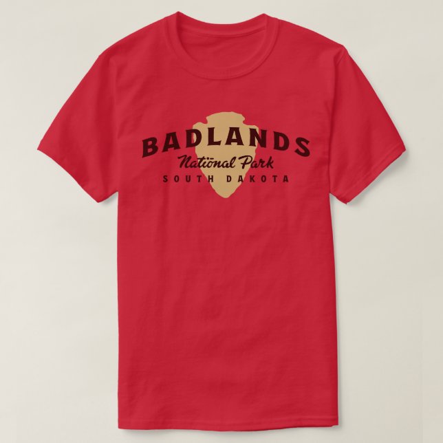 Badlands nationalpark Arched Text Brown T Shirt (Design framsida)