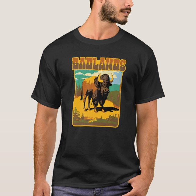 Badlands nationalpark Bison American Buffalo Dako T Shirt (Framsida)