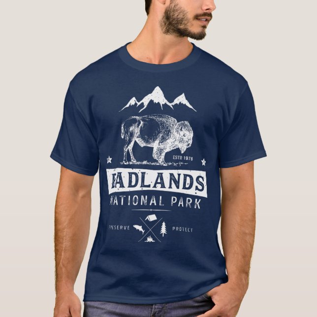 Badlands nationalpark Buffalo Bison South T Shirt (Framsida)