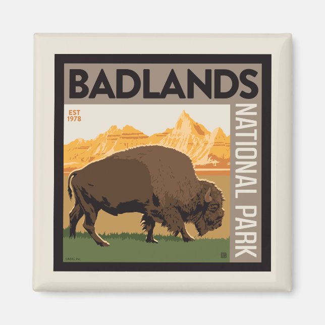 Badlands nationalpark | Buffalo Magnet (Framsidan)