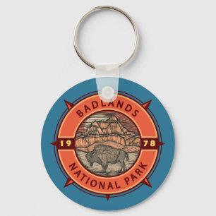 Badlands nationalpark Buffalo Retro Compass Nyckelring