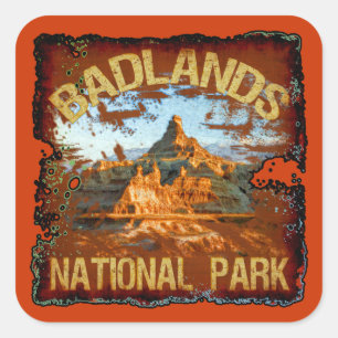 Badlands nationalpark fyrkantigt klistermärke