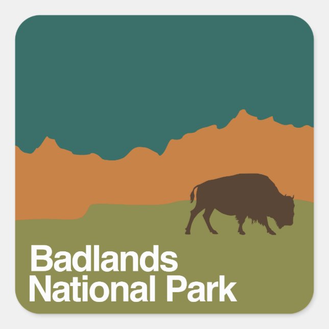 Badlands nationalpark fyrkantigt klistermärke (Framsida)