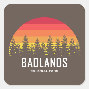 Badlands nationalpark fyrkantigt klistermärke