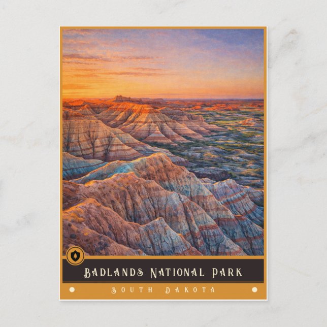 Badlands nationalpark | Gammal vykort (Framsida)