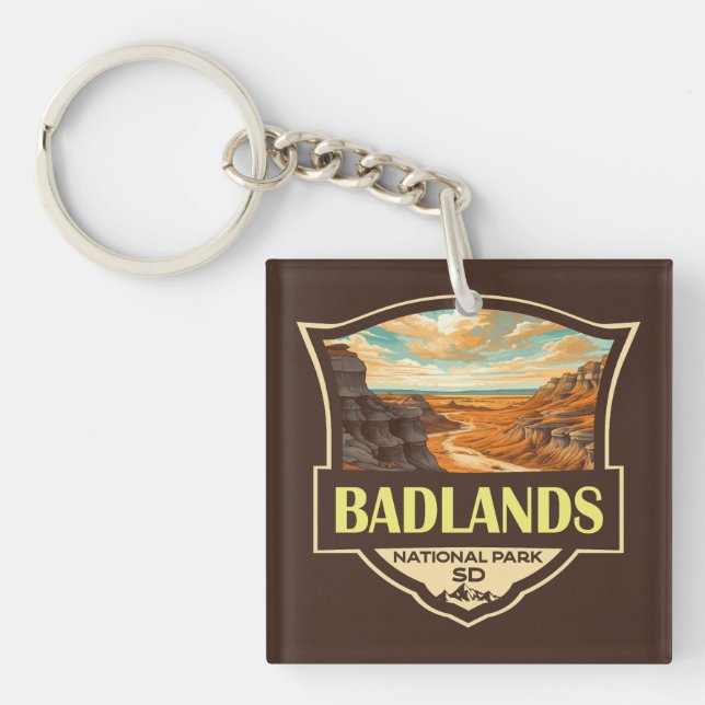Badlands nationalpark Illustration Retro (Framsidan)