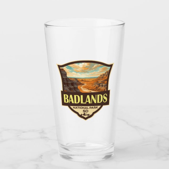 Badlands nationalpark Illustration Retro Glaskopp (Framsida)