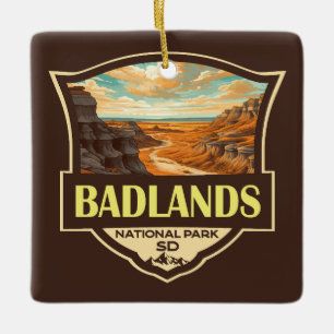 Badlands nationalpark Illustration Retro Julgransprydnad Keramik