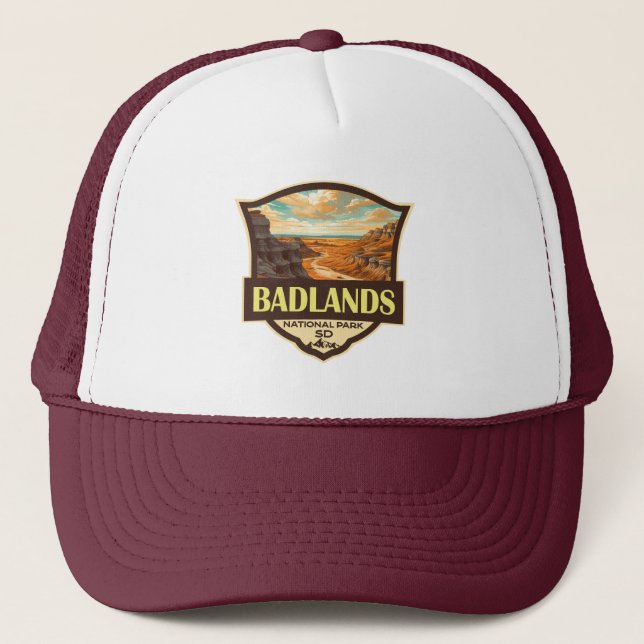 Badlands nationalpark Illustration Retro Keps (Framsida)