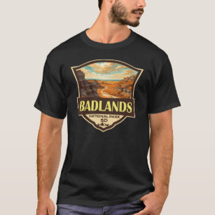 Badlands nationalpark Illustration Retro T Shirt