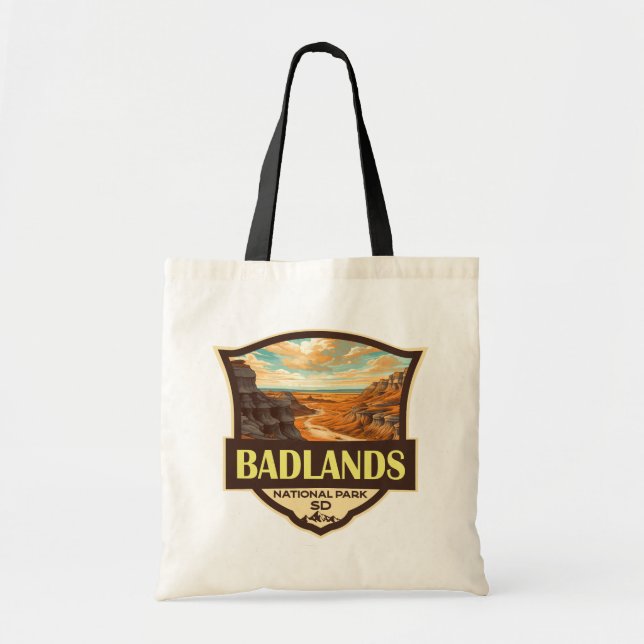 Badlands nationalpark Illustration Retro Tygkasse (Framsidan)
