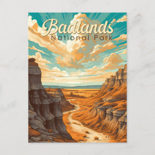 Badlands nationalpark Illustration Retro Vykort