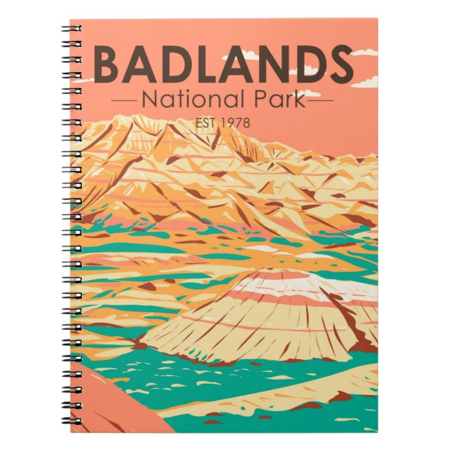 Badlands nationalpark Landcape Vintage Anteckningsbok (Framsidan)