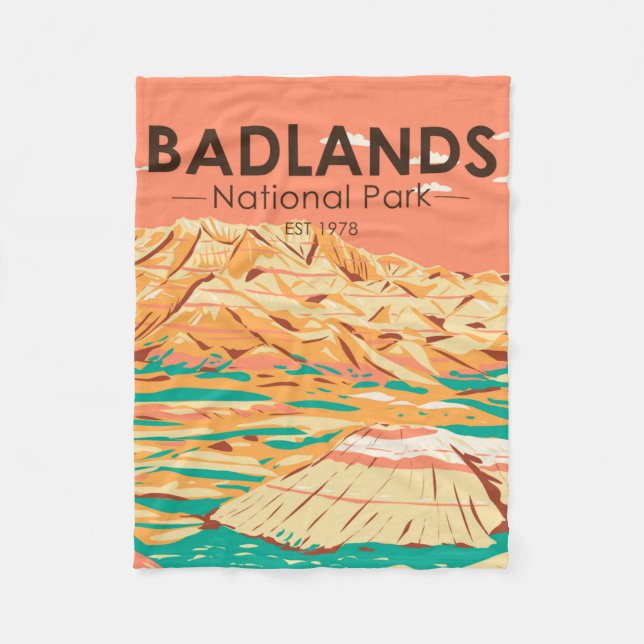 Badlands nationalpark Landcape Vintage Fleecefilt (Framsidan)