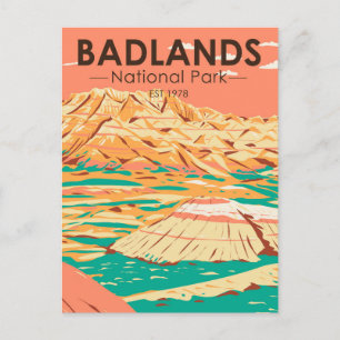Badlands nationalpark Landcape Vintage Vykort