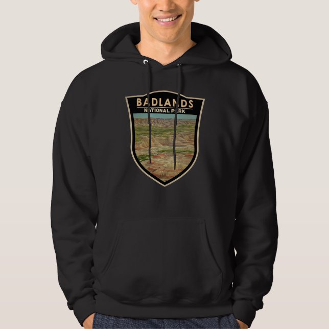 Badlands nationalpark Landcape Watercolor Badge Hoodie (Framsida)