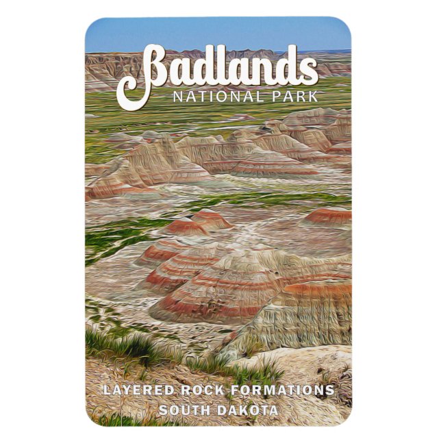 Badlands nationalpark Landcape Watercolor Magnet (Vertikal)