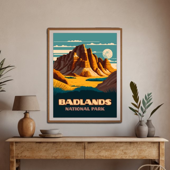 Badlands nationalpark Mountains Retro Poster (Skapare uppladdad)