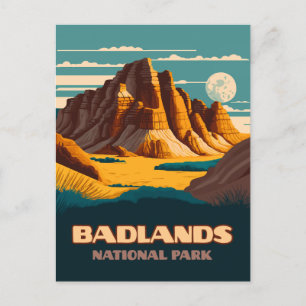 Badlands nationalpark Mountains Retro Vykort