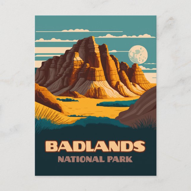 Badlands nationalpark Mountains Retro Vykort (Framsida)
