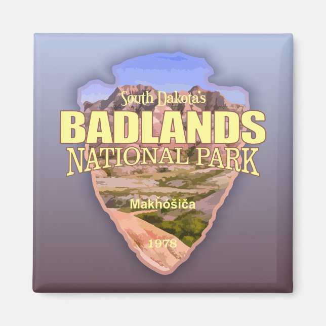 Badlands nationalpark (pilspets) magnet (Framsidan)