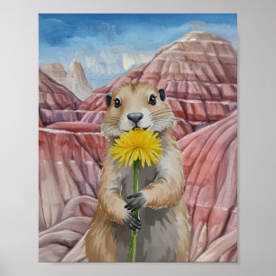 Badlands nationalpark Prairie Hund Watercolor Poster