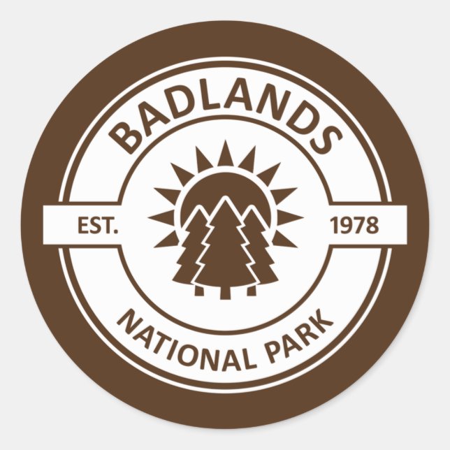 Badlands nationalpark runt klistermärke (Framsida)