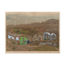 Badlands nationalpark, SD Vintage Stil vykort