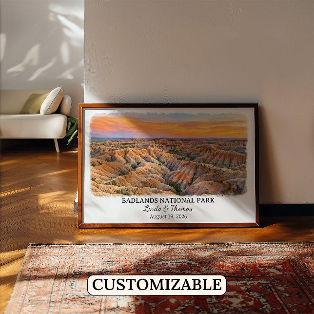 Badlands nationalpark South Dakota, Akvarell Poster (Skapare uppladdad)