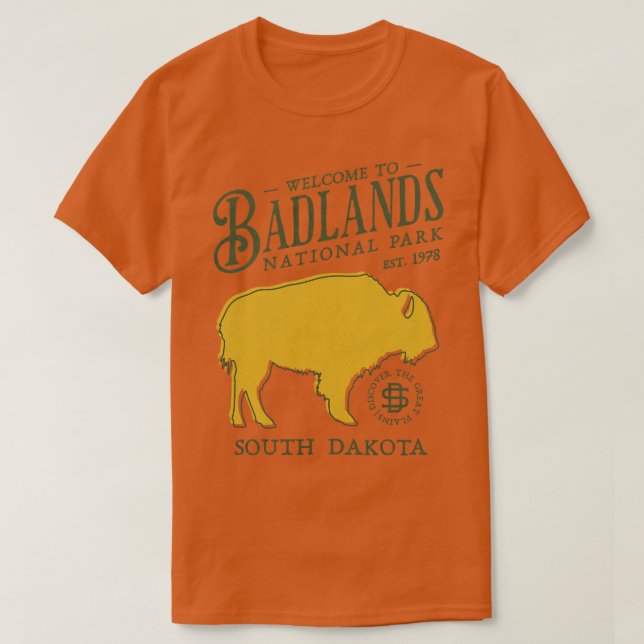 Badlands nationalpark South Dakota Bison Hiking C T Shirt (Design framsida)