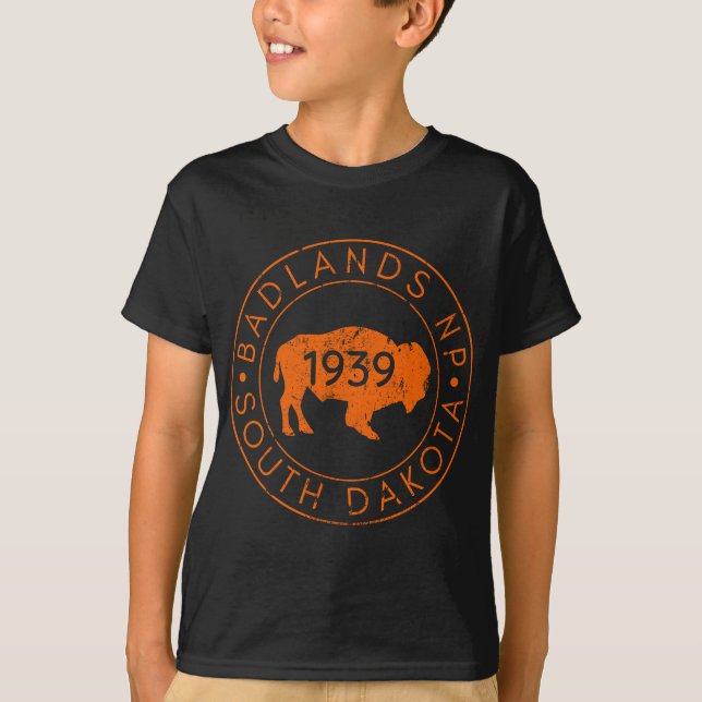 Badlands nationalpark South Dakota Buffalo Hiking T Shirt (Framsida)