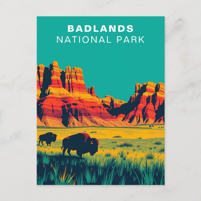 Badlands nationalpark South Dakota Retro Vintage Vykort (Framsida)