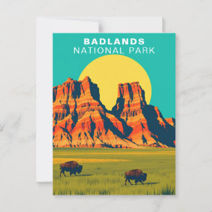 Badlands nationalpark South Dakota USA Buffalo Vykort