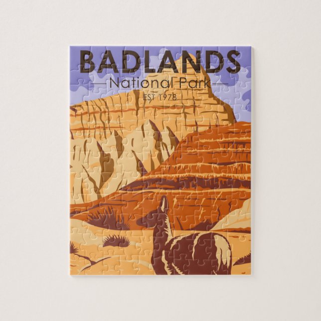 Badlands nationalpark South Dakota Vintage Pussel (Vertikal)
