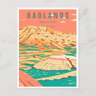 Badlands nationalpark South Dakota Vintage Vykort