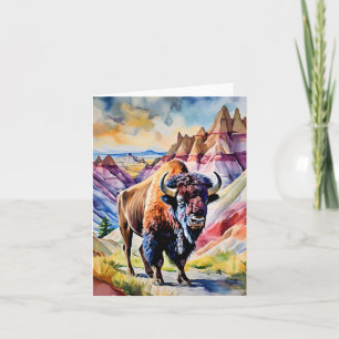 Badlands nationalpark South Dakota Watercolor Kort