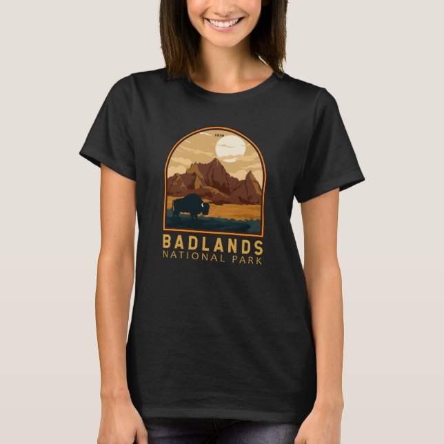 Badlands nationalpark Vintage Emblem T Shirt (Framsida)
