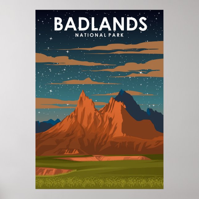 Badlands nationalpark Vintage resor Poster (Framsidan)