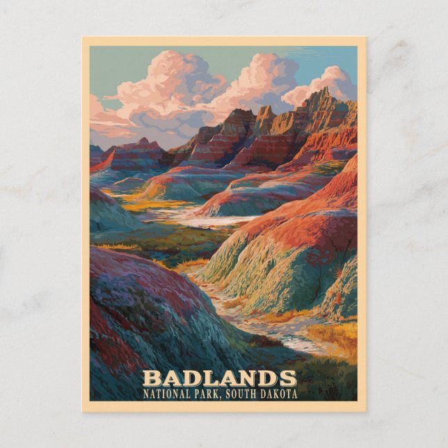 Badlands nationalpark - Westernt landskap i rubel Vykort (Framsida)